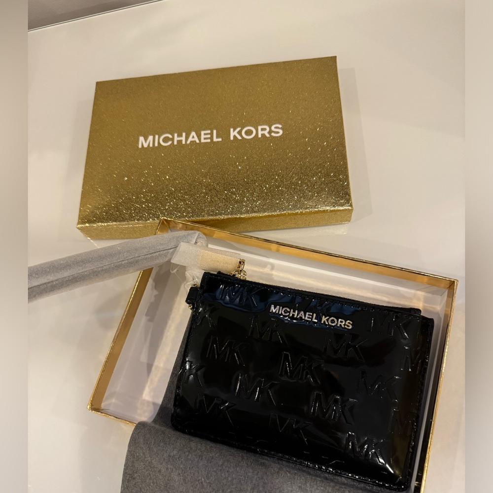 Michael Kors Black Patent Leather Small Wallet/Coin Purse